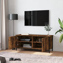 tv-bord med låger 102x35x45 cm konstrueret træ røget egetræ