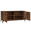 tv-bord med låger 102x35x45 cm konstrueret træ røget egetræ