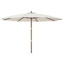 haveparasol med træstang 400x273 cm sandfarvet