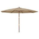haveparasol med træstang 400x273 cm gråbrun