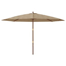 haveparasol med træstang 400x273 cm gråbrun