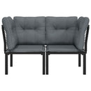 hjørnemoduler til havesofa 2 stk. m. hynder polyrattan sort grå