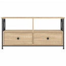 tv-bord 90x33x45 cm konstrueret træ og jern sonoma-eg