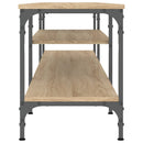 tv-bord 201x35x45 cm konstrueret træ og jern sonoma-eg