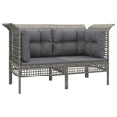 hjørnemoduler til havesofa 2 stk. med hynder polyrattan grå