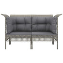 hjørnemoduler til havesofa 2 stk. med hynder polyrattan grå