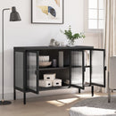 skænk 105x35x70 cm glas og stål sort