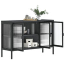 skænk 105x35x70 cm glas og stål sort