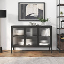skænk 105x35x70 cm glas og stål sort