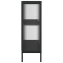 skænk 75x35x105 cm glas og stål sort