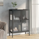 skænk 75x35x105 cm glas og stål sort