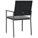 havestole med hynder 2 stk. 54x62,5x89 cm polyrattan sort
