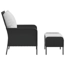 havestol med fodskammel polyrattan sort