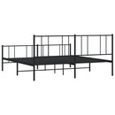 sengeramme med sengegavl og fodgærde 200x200 cm metal sort