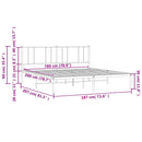 sengeramme med sengegavl 180x200 cm metal hvid