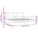 sengeramme med sengegavl og fodgærde 183x213 cm metal hvid
