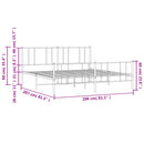 sengeramme med sengegavl og fodgærde 200x200 cm metal hvid