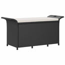 havebænk med hynde 116x46x57 cm polyrattan sort