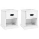 sengeborde 2 stk. 39x39x47,5 cm konstrueret træ hvid højglans