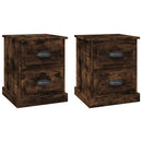 sengeborde 2 stk. 39x39x47,5 cm konstrueret træ røget eg