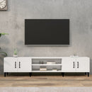 tv-bord 180x31,5x40 cm konstrueret træ hvid højglans