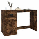 skrivebord med skuffe 115x50x75 cm konstrueret træ røget egetræ