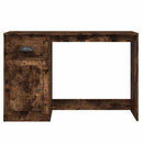 skrivebord med skuffe 115x50x75 cm konstrueret træ røget egetræ