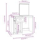 makeupbord med spejl 90x50x132,5 cm konstrueret træ sort