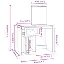 makeupbord med spejl 90x50x132,5 cm konstrueret træ sonoma-eg