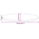 bordplade 70x35x2,5 cm oval massivt fyrretræ hvid
