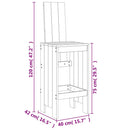 barstole 2 stk. 40x42x120 cm massivt fyrretræ