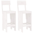 barstole 2 stk. 40x48,5x115,5 cm massivt fyrretræ hvid