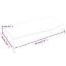 væghylde 60x30x(2-6) cm ubehandlet massivt egetræ
