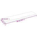 væghylde 80x20x2 cm ubehandlet massivt egetræ