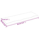 væghylde 80x30x(2-4) cm ubehandlet massivt egetræ