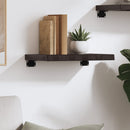 væghylde 40x30x(2-4) cm behandlet massivt egetræ mørkebrun