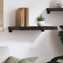 væghylde 60x40x(2-6) cm behandlet massivt egetræ mørkebrun
