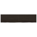 væghylde 220x50x(2-4) cm behandlet massivt egetræ mørkebrun