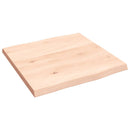 bordplade 40x40x2 cm naturlig kant ubehandlet massivt egetræ