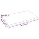 bordplade 60x40x2 cm naturlig kant ubehandlet massivt egetræ