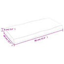 bordplade 80x40x(2-6)cm naturlig kant ubehandlet massivt træ