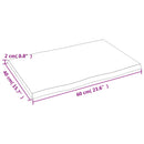 bordplade 60x40x2 cm naturlig kant behandlet egetræ lysebrun