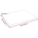 bordplade 60x50x2 cm naturlig kant behandlet egetræ lysebrun