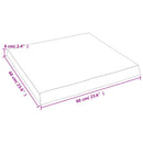 bordplade 60x60x(2-6) cm naturlig kant behandlet træ lysebrun