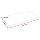 bordplade 80x50x2 cm naturlig kant behandlet egetræ lysebrun