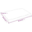 bordplade 80x60x(2-6) cm naturlig kant behandlet træ lysebrun