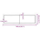 bordplade 140x40x(2-4) cm naturlig kant behandlet træ lysebrun