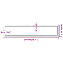 bordplade 200x40x(2-4) cm naturlig kant behandlet træ mørkebrun