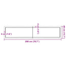 bordplade 200x40x(2-6) cm naturlig kant behandlet træ mørkebrun