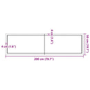 bordplade 200x50x(2-6) cm naturlig kant behandlet træ mørkebrun